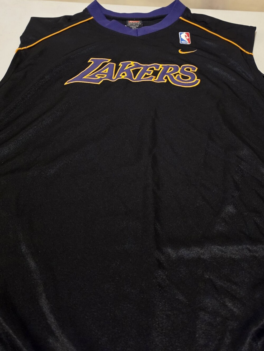 VTG 2000s Nike Team LA Lakers Stitched Shooting Shirt Black Large Kobe Era Rare